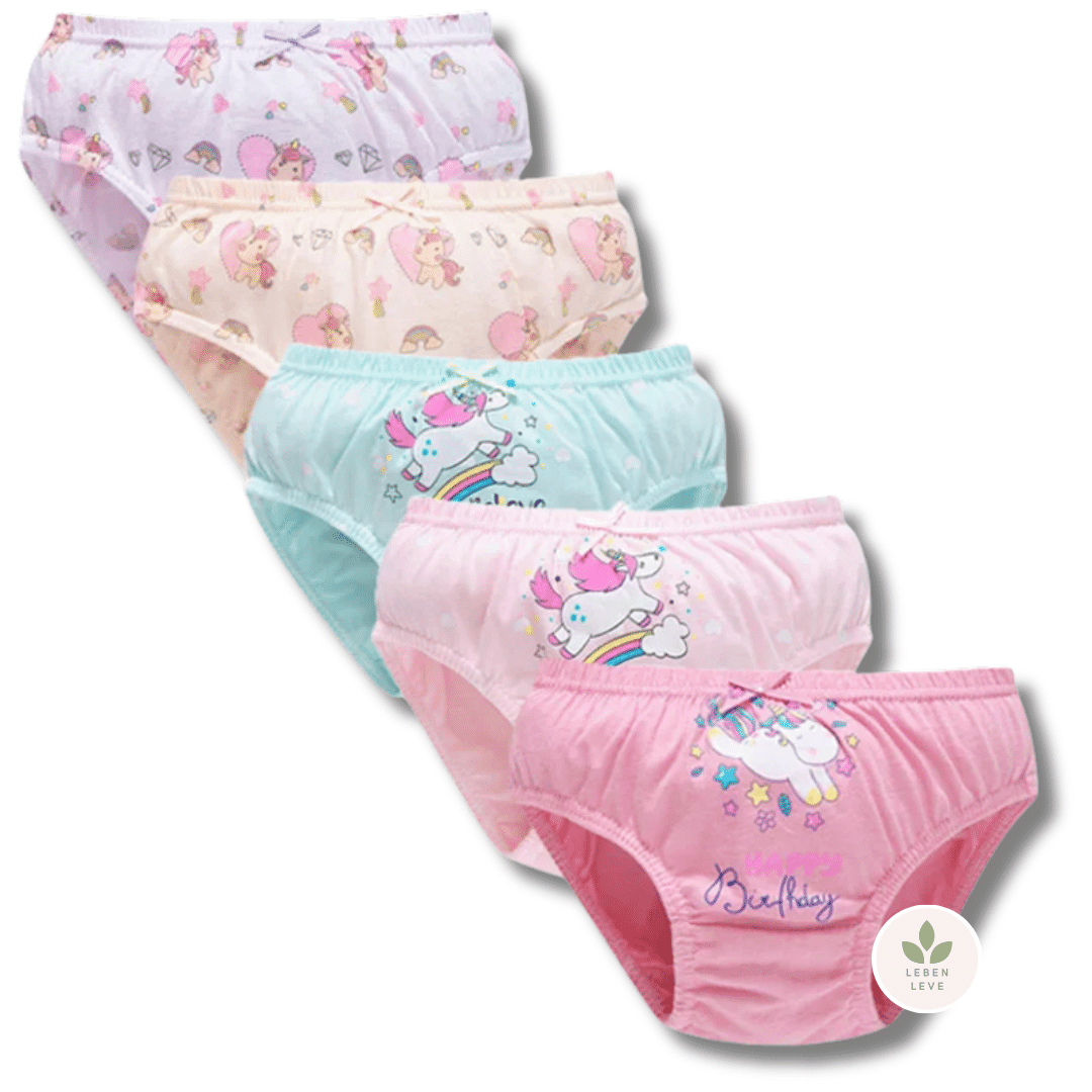 Kit 5 Calcinhas Unicórnio - Infantil - Leben Leve