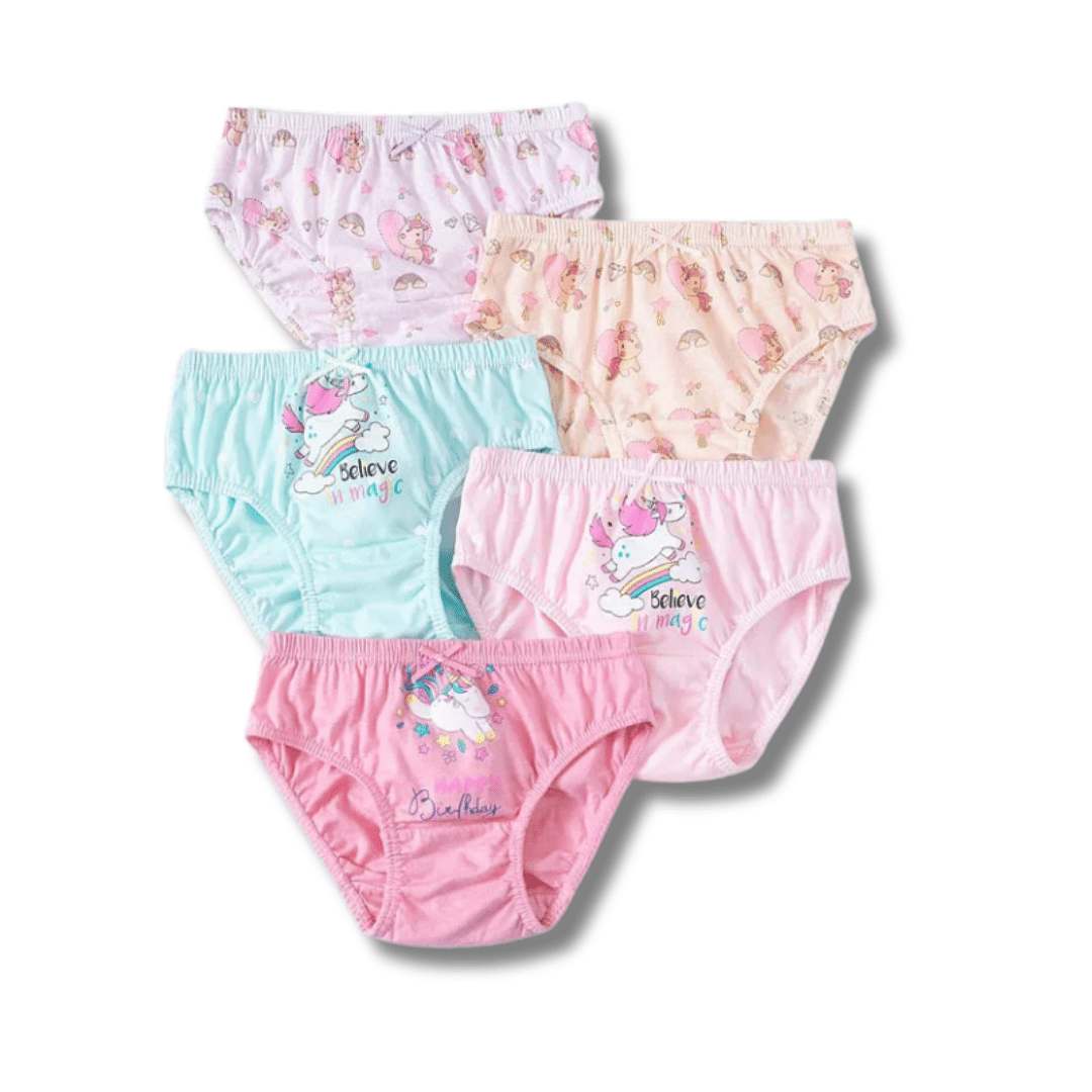 Kit 5 Calcinhas Unicórnio - Infantil - Leben Leve