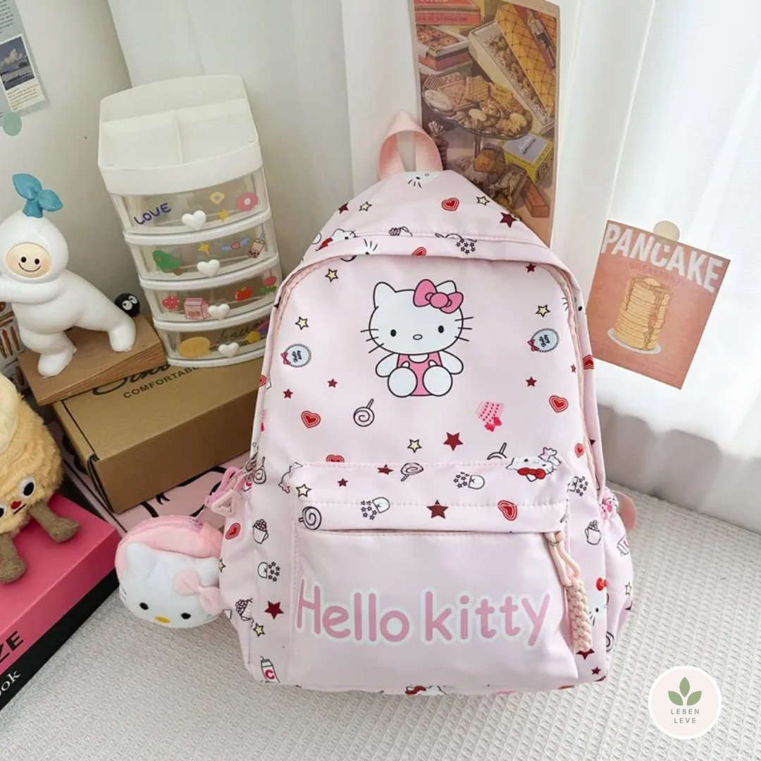 Mochila Escolar + Mini Estojo - Hello Kitty & Sua Turma