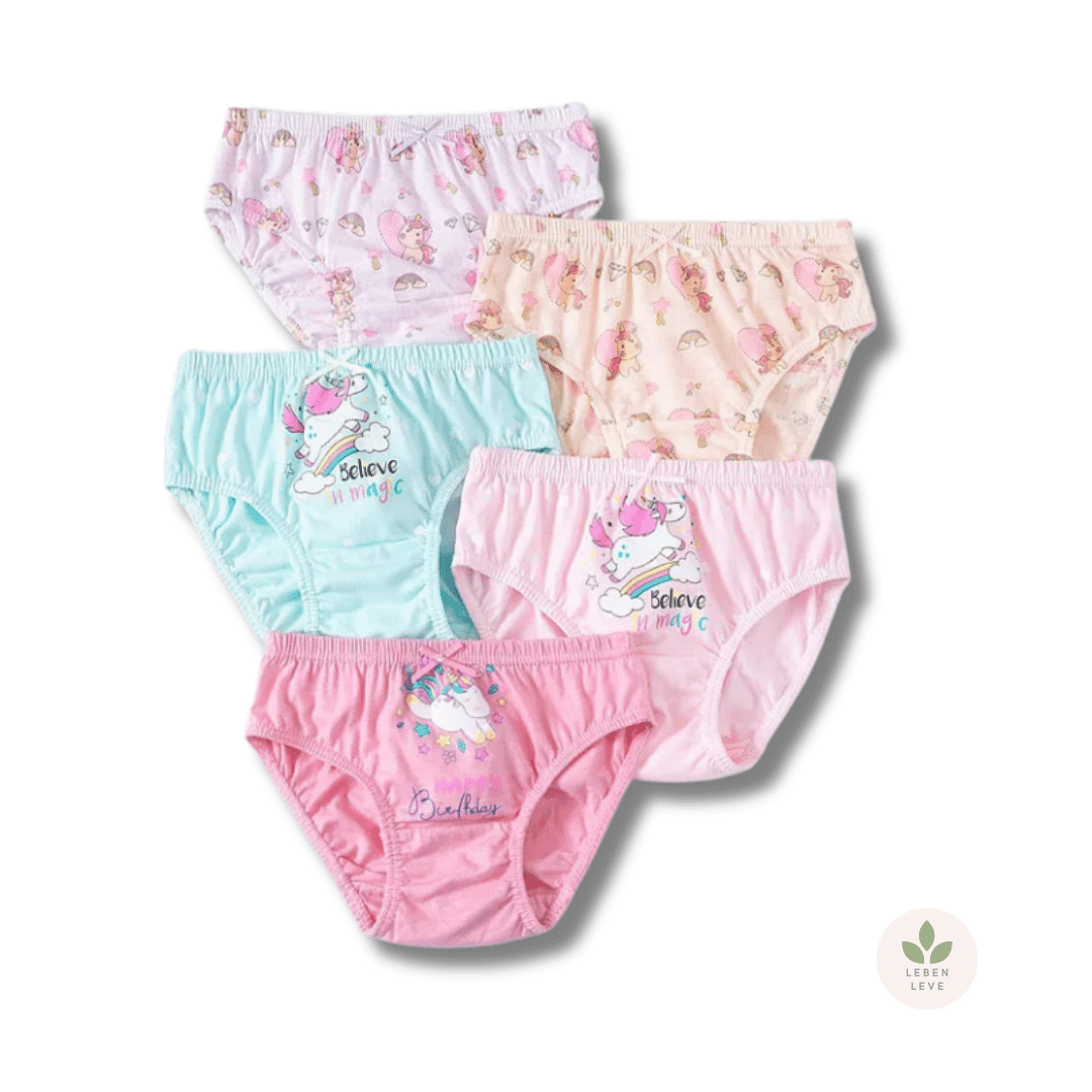 Kit 5 Calcinhas Unicórnio - Infantil - Leben Leve