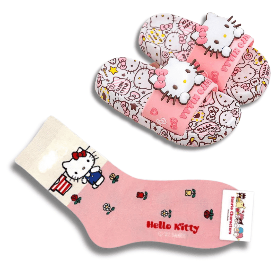 Chinelo Hello Kitty - So Soft + Brinde Par de Meias Hello Kitty - Leben Leve