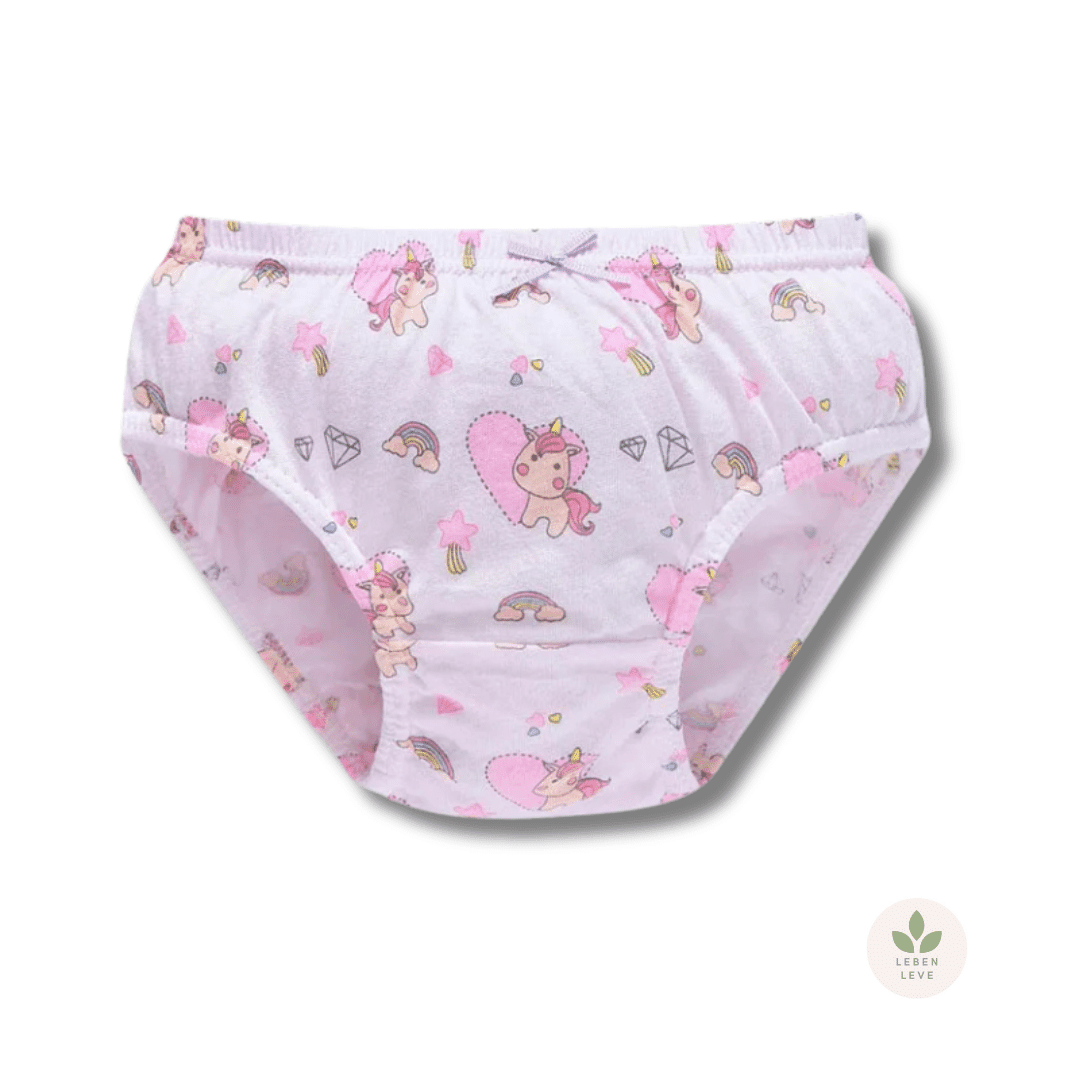 Kit 5 Calcinhas Unicórnio - Infantil - Leben Leve