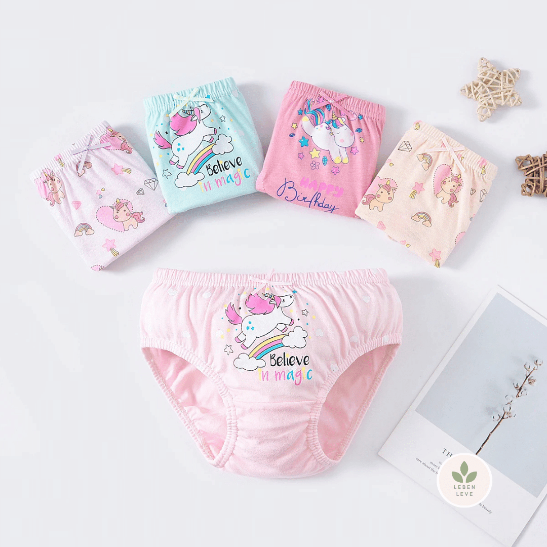 Kit 5 Calcinhas Unicórnio - Infantil - Leben Leve