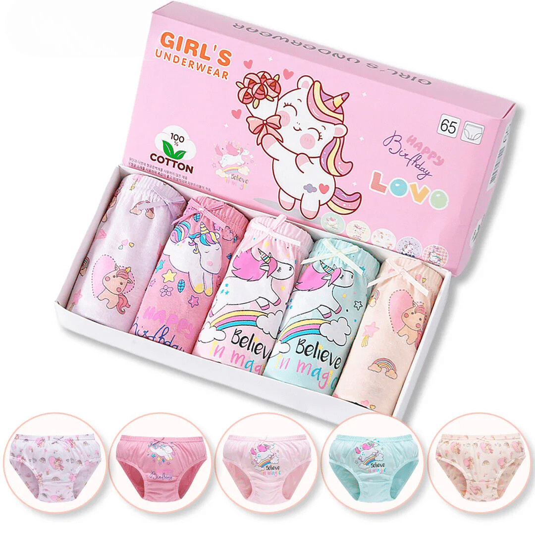 Kit 5 Calcinhas Unicórnio - Infantil - Leben Leve