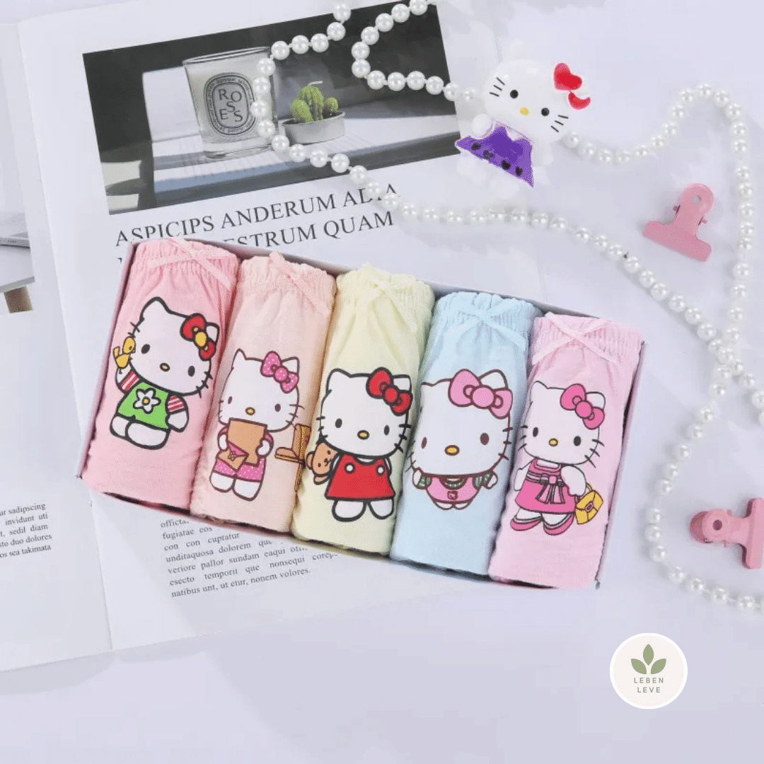KIT 5 Calcinhas Hello Kitty - Infantil - Leben Leve