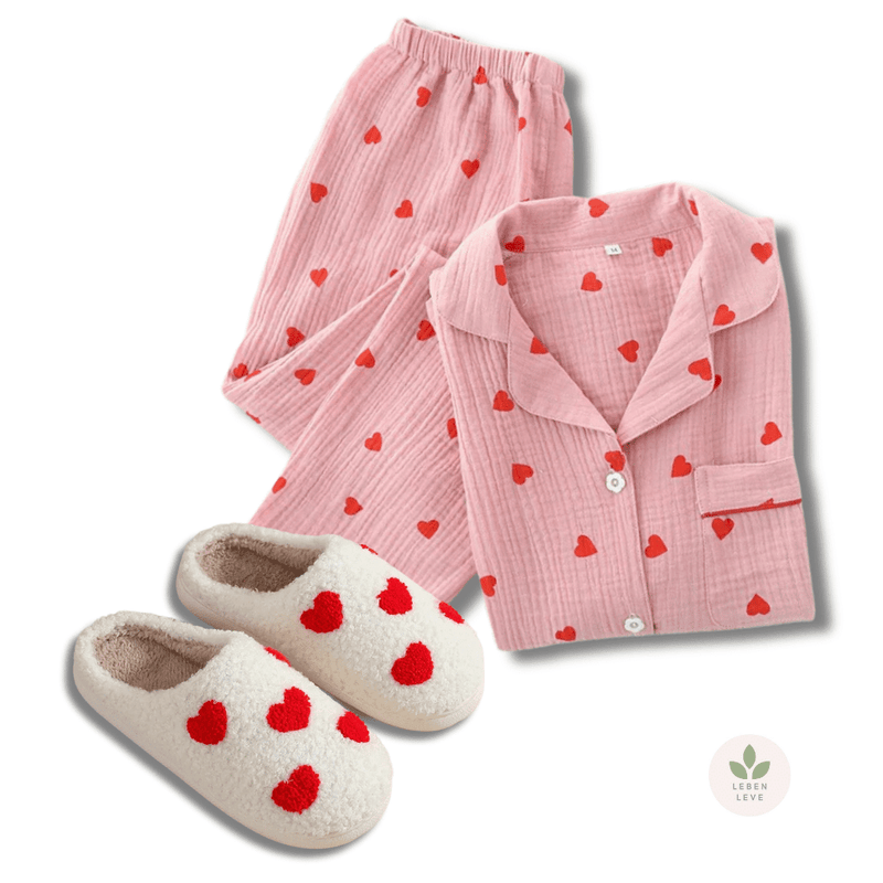 Kit Super Hearts - Pijama + Pantufa Premium - Leben Leve